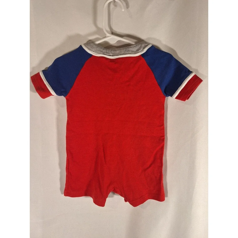 MLB Philadelphia Phillies Baby Romper Baseball Jersey Red Blue 6/9M Henley Snap
